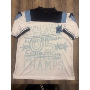 Fubu Athletic 05 Collection Jersey Shirt Mens Large White Blue Y2K Streetwear